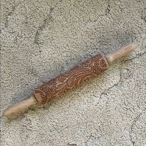 Floral Engraved Wooden Rolling Pin